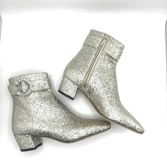 JIMMY CHOO Party Ankle boot in glittery Silver Leather IT 36.5 (US 6.5) - Picture 1 of 16